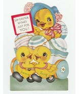 Vintage Easter Card Mechanical Ducks Cart of Eggs A-Meri-Card 1950's Die-Cut - $14.84