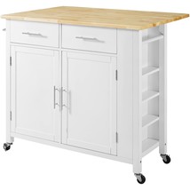 Crosley Furniture Savannah Wood Top Drop Leaf Rolling Kitchen Island Cart with S - $851.99