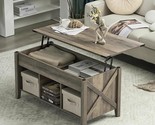 Farmhouse Lift Top Coffee Table, Rustic Grey Coffee Table With Lift Top,... - $214.99