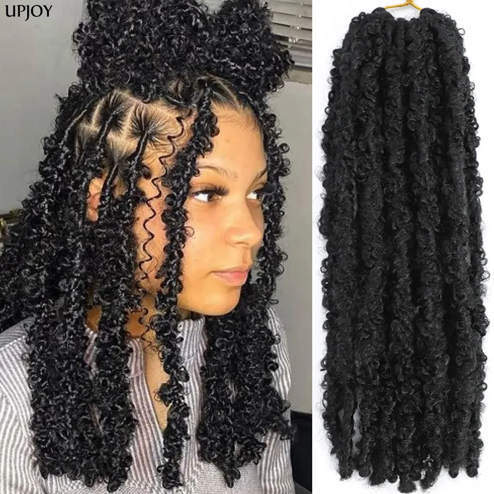 14 12 inch Butterfly Faux Locs Crochet Hair Braids Pre looped Distressed Godde - £42.85 GBP