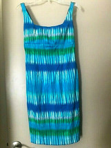 Calvin Klein BLUE MULTI Cotton Spandex Dress Size 2 Pre-owned - £19.65 GBP