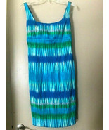 Calvin Klein BLUE MULTI Cotton Spandex Dress Size 2 Pre-owned - $34.57 CAD