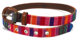 Fossil Women&#39;s Rainbow Leather Brown Western Native Bohemian Buckle Belt... - £14.83 GBP