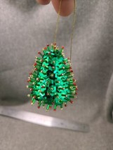 Vintage push pin Christmas Tree sequin ornament beaded - £6.25 GBP