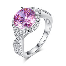 3 Ct Fancy Pink 925 Sterling Silver Twisted Vine Engagement Luxury Ring Promise  - £96.21 GBP