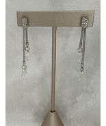Clear Crystal Silver Tone  Briolette Cut Chandelier Dangle Pierced Earrings - $299.76 MXN