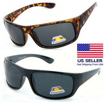 POLARIZED Men&#39;s Sunglasses Anti Glare Fishing Driving Black/Tortoise Sports Wrap - £13.03 GBP+