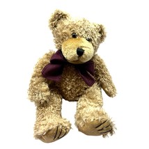 First &amp; Main Scraggles No. 1864 11&quot; Tan Bear with Maroon Bow Plush Stuffed Anima - £11.01 GBP