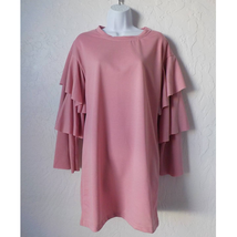 Charlotte Russe Pink Tunic Mini Dress Women size Small Ruffles Long Sleeves NWT - £11.67 GBP