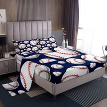 Baseball Sheet Set Sports Theme Bedding Set For Kids Boys Girls Teens 3D... - $70.99