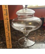 Large Round  Clear Glass Lidded Apothecary Jar on Pedestal - €46,88 EUR