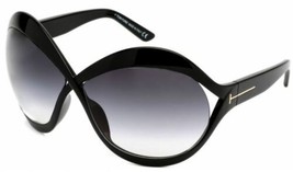 Tom Ford CARINE 902 01B Shiny Black / Gray Gradient Sunglasses 71mm - £143.19 GBP