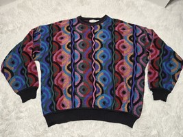 St Croix Wool Blend Sweater Mens L Knit Vintage USA 3D Coogi Style Geome... - £30.09 GBP