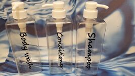 Refillable Shampoo Conditioner Bottles (Clear, Set of 3) 2.95&quot;L x 2.95&quot;W... - $21.78