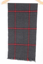 Vtg Melbroke Gray Red Houndstooth Check Zephyr Wool Muffler Scarf 12x48 - $25.64