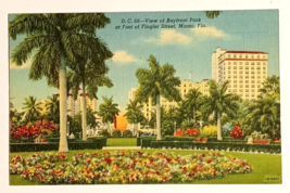 View of Bayfront Park Flagler Street Miami FL Linen Curt Teich UNP Postc... - £5.96 GBP