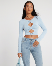 Motel Rocks Ruti Top In Crepe Baby Blue (MR130) - £22.92 GBP