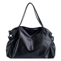 Big Black Shoulder Bags for Women Large Shopper Bag Solid Color Quality Soft Lea - £39.78 GBP
