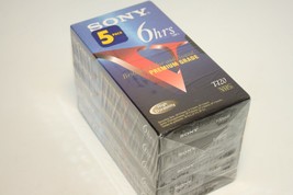 Lot of 5 Sony T-120 Brilliant Color &amp; Sound Premium VHS Video Cassette 246min - £23.22 GBP