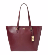 NEW RALPH LAUREN RED LEATHER TOP ZIP LARGE BAG TOTE - £159.86 GBP