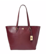 NEW RALPH LAUREN RED LEATHER TOP ZIP LARGE BAG TOTE - £169.90 GBP