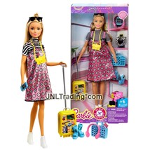 Year 2017 Barbie Pink Passport 12" Doll - Caucasian Traveler FNY29 with Suitcase - $39.99