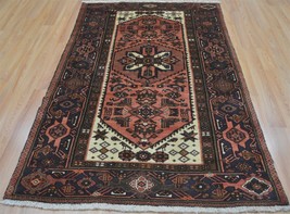 An item in the Antiques category: 4 x 6'6 Geometric Animal Carpet Vintage Oriental Handmade Wool Area Rug 4 x 7
