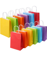 24 Pieces Kraft Paper Party Favor Gift Bags with Handle Assorted Colors ... - £16.98 GBP