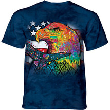 Russo Eagle Patriot Unisex Adult T-Shirt Blue by The Mountain 100% Cotton - £21.36 GBP+