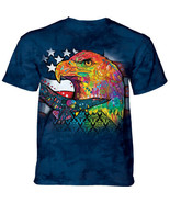 Russo Eagle Patriot Unisex Adult T-Shirt Blue by The Mountain 100% Cotton - £21.11 GBP+
