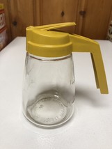 Vintage Federal Housewares Glass &amp; Gold Lid Syrup Sugar Dispenser Jar - £7.87 GBP