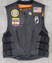 First Classics Vest Mens Medium Black Leather American Legion Riders Motorcycle - £44.45 GBP