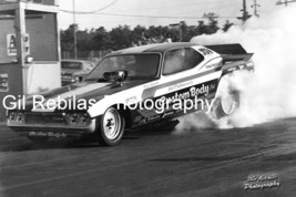 4x6 B&amp;W Drag Racing Photo TOM PROCK &quot;Custom Body Dodge&quot; Funny Car Atco 1973 - £2.21 GBP