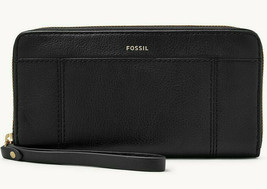 Fossil Jori RFID Zip Clutch Black Leather Wristlet SWL3008001 Purse NWT $100 FS - £43.75 GBP