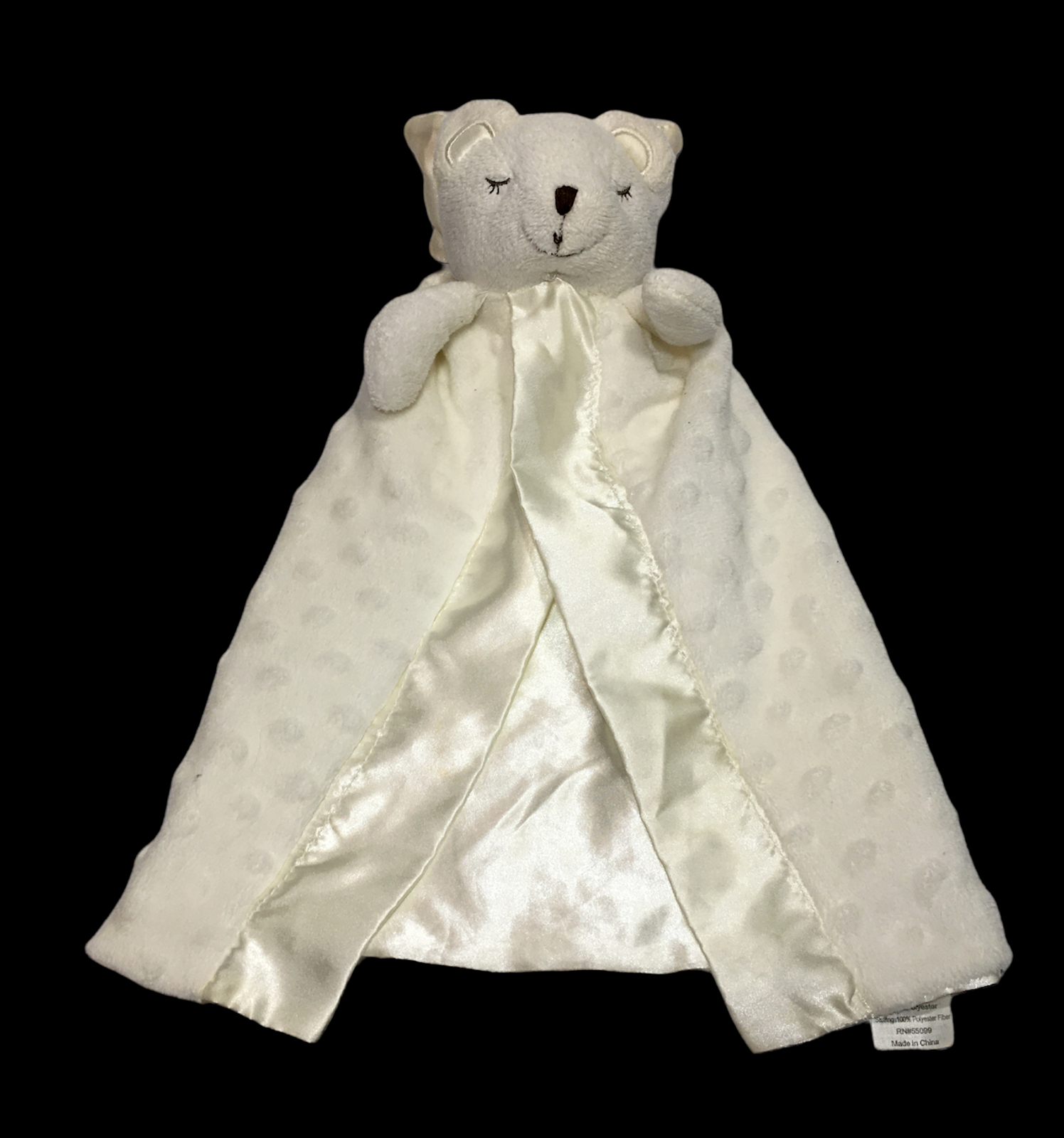 Elegant Baby Bear Security Blanket White Cream Angel Wings Minky Dots Gown 16" - £11.79 GBP