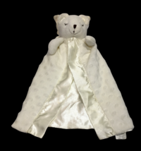 Elegant Baby Bear Security Blanket White Cream Angel Wings Minky Dots Gown 16&quot; - £11.74 GBP