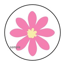 30 Pink Flower Envelope Seals Labels Stickers 1.5&quot; Round Floral - £5.95 GBP