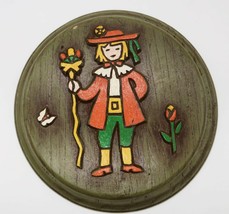 Vintage round wooden country farmer plaque with hide a key compartment - £15.65 GBP