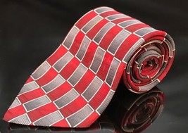 Towncraft Classic Neck Tie Red And Grey Geometric Blue Tag Necktie - £10.72 GBP