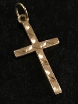 Antique  14K Yellow Gold Polish Small Crucifix Cross Religious Charm Pendant - £119.47 GBP