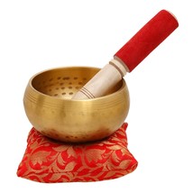 Tibetan Buddhist Singing Bowl 3.5&quot;Diameter, H-2.5&quot; with Stick and Cushion - £38.93 GBP