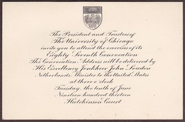 University of Chicago 87th Convocation, 1913 - Jonkheer John Hugo Loudon - £9.79 GBP