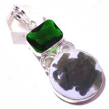 Moss Agate Faceted Chrome Diopside Gemstone Pendant Jewelry 2.50&quot; SA 1159 - $6.49