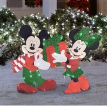 Disney Mickey Mouse &amp; Minnie Mouse Lighted Yard Decor Art 35 LED Lights 25”H NIB - £37.28 GBP