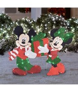 Disney Mickey Mouse &amp; Minnie Mouse Lighted Yard Decor Art 35 LED Lights ... - £36.39 GBP