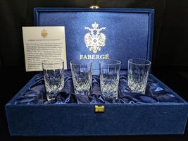 Faberge Clear  Crystal Shot Glasses set of 4 NIB - $795.00
