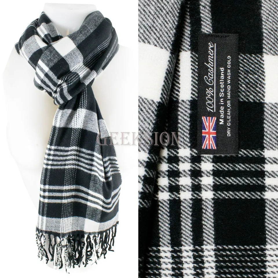 Winter Unisex 100% Cashmere Scarf Plaid, Solid &amp; Striped Wool Designs (15) - $18.99