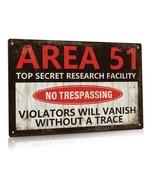 AREA 51 Top Secret No Trespassing Warning Sign Tin Wall Decor 12&quot;x8&quot;  - £12.18 GBP