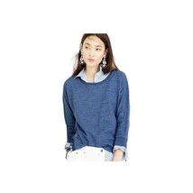 J CREW Womens Size Small Indigo Lace Up Blue Sweatshirt 100% Cotton - £14.11 GBP