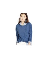 J CREW Womens Size Small Indigo Lace Up Blue Sweatshirt 100% Cotton - £13.96 GBP